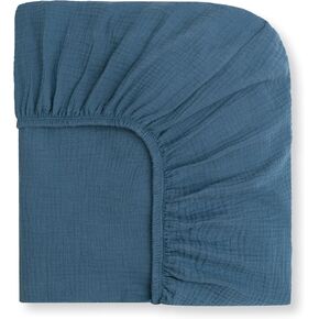 100% Organic Cotton Muslin Fitted Crib Sheet - Fits Standard Crib and Toddler Bed Mattress Size - Sea - Nora's Nursery
