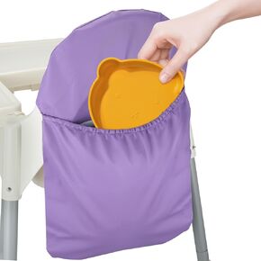 High Chair Handy Pocket Pouch, Mealtime Essentials Organizer of High Chairs, Highchair Accessories Of Storage and Oragnization, Resuable PU Storage Bag with Internal Zippered Pocket (Sage Green)