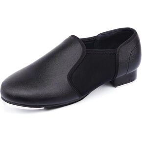 ARCLIBER Black Tap Shoes for Women and Men PU Leather Slip On Women Tap Dance Shoes