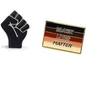Black Lives Matter Enamel Pin Brooch Lapel Pin Black Raised Fist of Solidarity Badges Set of 2