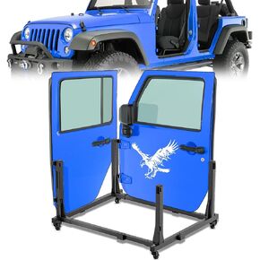 حامل تخزين علوي صلب قابل للتعديل مناسب لـ 1976-2024 Jeep Wrangler JK JL YJ TJ JKU JLU غير محدود وأحدث جيب رانجلر CJ-7 عربة قوس متحركة منزلقة لباب 2/4 (أسود)