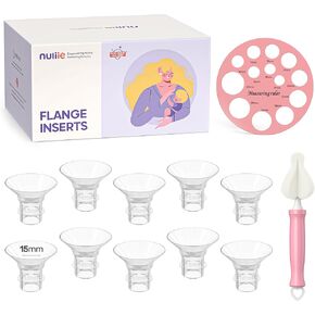 Nuliie 10PCS 21mm Flange Inserts Compatible with Spectra/Momcozy/TSRETE/Elvie/BellababyWillow/Nuliie Breast Pumps 24mm Flanges/Shield, BPA Free Flange Sizing Kit