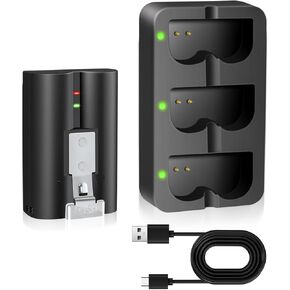 1 Pack for Ring Battery 6040mAh Replacement Video Doorbell Battery and 3-Channel Charger Station Compatible with Video Doorbell 2/3/4/3 Plus,Stick Up Cam/Solar(All gens),Peephole Cam