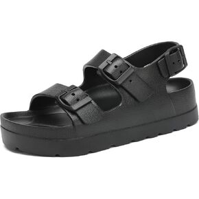 SOSOWHLTE Women's Platform Sandals with Arch Support - 3 Adjustable Straps Summer Beach Sandals, Lightweight & Slip-Resistant