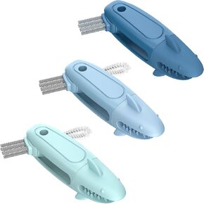 SharkBrush-3 in 1 Cup Lid Gap Cleaning Brush Set, 3Pcs Bottle Gap Cleaner Brush, Silicone Cup Lid Brush, Multifunctional Bottle Brush, Cleaning Tools for Home Kitchen Office (3, Multicolor)
