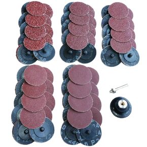 GRIT 36/60/80/120/240 MIX 100PCS 2 "مجموعة قرص الصنفرة السريعة تغيير ، مع حامل 1/4" ، من أجل إزالة شريط طاحونة الطحن الطحن الطحن الطلاء بيرد.