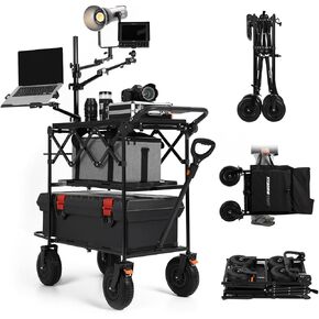 TARION Video Production Camera Cart: Foldable Cart for Photographer Quick Release with 360° Swivel Wheels for Film Studio Stage Lighting Storage Digital Tech Cart Payload up to 440lb Titanrig Cart