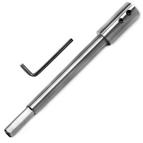 RLECS 169mm Silver Carbon Steel Drill Bit Tool Extension Pole Hexagonal Shank Drill Coupler 3/8inch Rig with Wrench for Vase and Wood Drilling