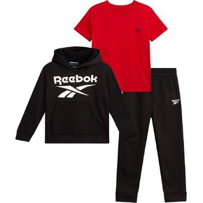 مجموعة Sweatsuit للبنين من ريبوك-مجموعة من بلووفر هوديي قميص ، قميص ، قميص ، ومسلسلات هش (الأحجام: 2T-7)