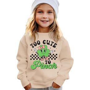 Toddler Baby Girl St Patricks Day Sweatshirt Too Cute to Pinch Shamrock Lucky Clover Outfit Irish Long Sleeve Shirt