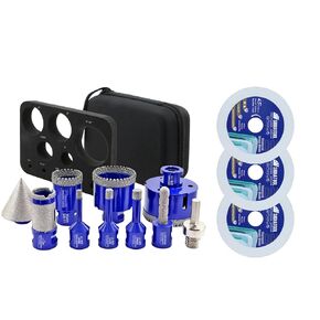 SHDIATOOL Diamond Drill Core Bits Kit Hole Saw Sets Diamond Drill Mould Guide for Drilling Porcelain Tile Marble Ceramic and Glass Saw Blade