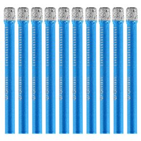 QWORK 10 Pieces Dry Diamond Drill Bits Set - 1/4" (6mm) Hole Saw Kit for Ceramic, Granite, Stone, Marble, Porcelain Tile & Glass (Not for Wood)