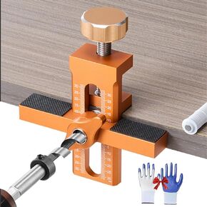 Cabinet Door Positioning Tool, Installation Position Tools Adjustable Length Cabinet Aid Positioner DIY Versatile Locator Jig Aluminum Alloy Mounting Hardware for Most Cabinet Doors Hanging Orange,1PC