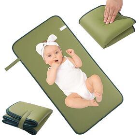 HOMBYS Waterproof PU Leather Portable Changing Pad,Wipeable Changing Pad for Travel with Foam Filling,Lightweight and Foldable Changing Mat for Diaper Bag,Brown