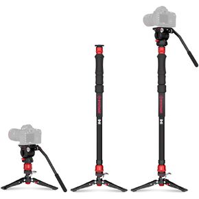 IFOOTAGE Monopod Cobra 3 Strike with Fluid Head K5, 59" Camera Monopod with Pedal Locking Control,One-Step Rapid Height Adjustment,Professional Photography Monopod Kit