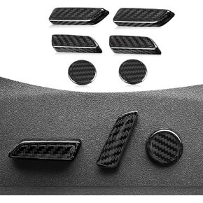 Real Glass Fiber Interior Seat Adjustment Button Cover Trim Compatible with Tesla Model 3 2017-2023，Model Y 2020-2023 Decorations Interior Kit Carbon Fiber Interior Accessories, Red