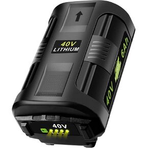 6Ah 40V Lithium Battery: Replacement for Ryobi 40 Volt Battery OP40401 OP40602 OP4026 OP40501 OP40261 - Compatible with Ryobi 40V Lawn Mower