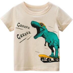 Toddler Boy Shirts Dinosaur Car Excavator Cotton T Shirts Boys Short Sleeve Tshirts Summer Tee Top Clothes for Kids in Kuwait