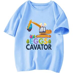Easter Shirts for Boys Girls Toddler Kids Bunny Eggs Hunts Tractor Monster Truck Graphic Tees Outfit T-Shirt Tops 2T-7T