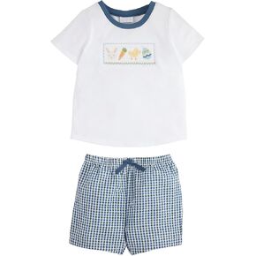 Mud Pie Children's Easter Smocked Short Set; 4T-5T