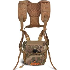 AOFAR Binocular Harness Chest Pack with Adjustable Strap, Lightweight and Large Capacity, Bino Case for Hunting, Hiking, Shooting, Beige