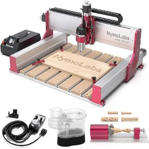 NBS-6040 CNC Router Machine + 4th Axis Rotary Module Kit + 5 Axis CNC MPG Handwheel Controller + Dust Shoe