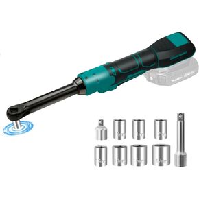 3/8" Extended Cordless Ratchet Wrench,Compatible with Makita 18V Battery,74Ft-Lbs Power Electric Ratchet with 7 Sockets, 3" Extension Bar, 1/4" Adapter(No Battery Included)