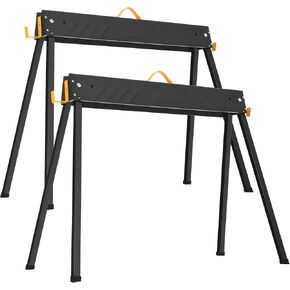 YITAHOME Folding Saw Horses 2 Pack, 27.5 to 33.4 Inch Height Adjustable Legs, Sawhorse Pair with 2x4 Support Arms, Portable Jobsite Table, 2200 Lbs Load Capacity Pro Bench Saw Horse for Woodworking, Carpenters