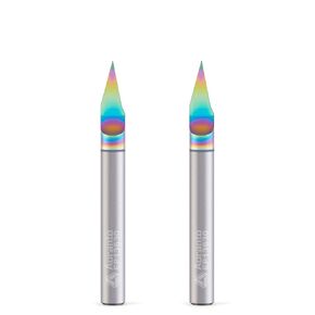 EP13615 15-Degree Signmaking Engraving Router Bits 1/4" Shank 0.005" Tip, Industrial Quality Extra Long Life Coating Soild Carbide Chamfer V-Groove CNC Bit for Wood Carving Engraving
