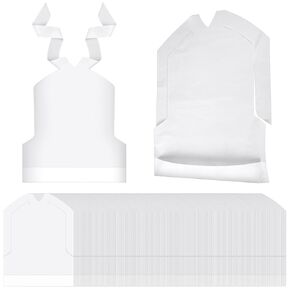 200 Pcs Disposable Plastic Bibs Bulk 11x15.75 Inch Waterproof Oil Proof Eating Bibs with Crumb Catcher for Kids Kindergarten