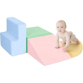 Climbing Toys for Toddlers 1-3, 4-Piece Baby Foam Climbing Blocks for Toddler 1-3 Inside, Soft Play Climbing Blocks, Indoor Climb Crawl Activity Play Set, Children's Day, Birthday, Christmas Day Gift