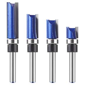 Pattern Flush Trim Router Bits 1/4 Shank, Bottom Bearing Pattern Router bit Set, Cutting Diameter: 1/2", Cutting Height Respectively 1/2", 3/4", 1", 1-1/2" for Home DIY and Woodworking