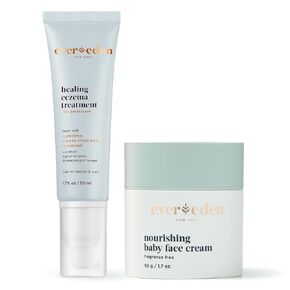 Evereden Healing Eczema Treatment, 1.7 fl oz & Nourishing Baby Face Cream 1.7 oz.| Fragrance Free Eczema Cream for Babies, Kids, and Adults | Non-Greasy Baby Moisturizing Cream | Clean Ingredients