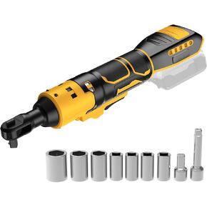 Cordless Electric Ratchet Wrench Compatible with DEWALT 20V Max Battery(Battery Not Included), Electric Ratchet Driver 3/8" & 1/2" Sealed Head, Includes 7 Sockets & 2 Adapters