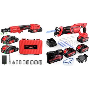 Cordless Electric Ratchet Wrench Set 3/8" and Reciprocating Saw Cordless