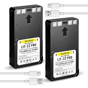 2Pack 8800mAh ترقية Lit-22 استبدال حزمة بطارية ليثيوم 7.7 فولت لكاميرات الممرات الخلوية ، المتوافقة مع سلسلة مرنة (Flex-M ، Flex-S ، Flex-G36 ، Flex-Plus) ، يشمل كابل الشحن AC