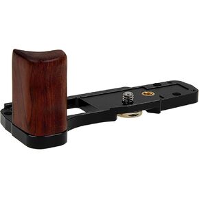 Deluxe Metal Camera Hand Grip for Olympus OM-D E-M10 Mark IV MILC MFT Camera with Wooden Accent and Battery Access
