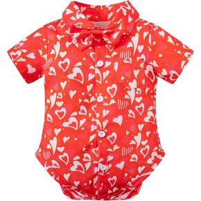 Yruiz Baby Boy's Button-Down Shirt Bodysuit Gentlemen Outfit Festival Short Sleeve Rompers One Piece