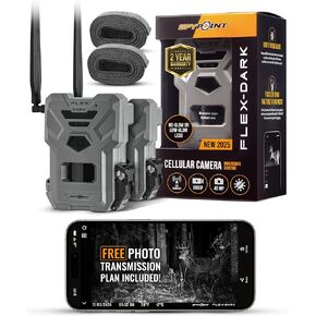 SPYPOINT Flex-Dark Twin Pack Cellular Trail Camera, 40MP Photos, 1080p Video + Sound, No-Glow Game Camera, Hunting Night Vision, Motion Activated,100ft Detection, No WiFi Needed Trail Cam