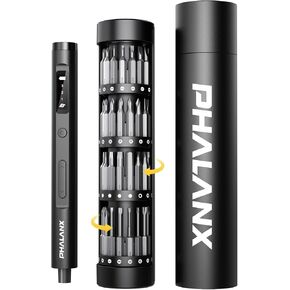 PHALANX Mini 3.7V Electric Screwdriver - Precision Screwdriver Set with 60-in-1 Magnetic Bits, Magnetic Rotatable Rack, 5/32''Hex, Electric Screw Driver Cordless for Phone, Camera, Laptop, Watch