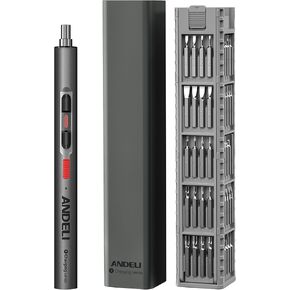 ANDELI Rechargeable Electric Precision Screwdriver Set, 3.7V, 60 Magnetic Bits, 7 Sockets, Type-C Charging, for Gamepads, Phones, Watches, Cameras, Laptops, Drones