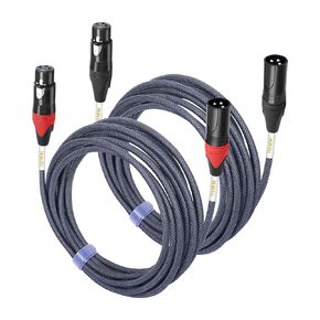 2-Pack XLR Male to Female XLR Cable, XLR Microphone Cable, Oxygen-Free Copper (OFC) DMX512 110Ω XLR Male to Female Cord, Mic Cord, XLR Speaker Cable-6.6Feet