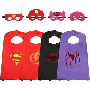 Superhero Capes for Kids, Hero Caps and Masks for 3-12 Year Old Boys and Girls, Cartoon Dress Up for Holiday Halloween, Costumes Party Supplies Christmas and Brithday Gifts.