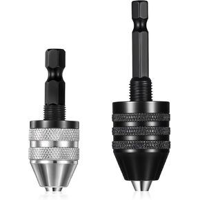 2 PCS chuck chuck بدون مفتاح لبرنامج تشغيل التأثير ، 1/4 بوصة hex شانك الحفر تشاك سريع تغيير محول التمديد بضع الحفر chuck chuck ، محول تحويل تشاك في 0.3-6.5 مم ، 0.3-3.6 ملم