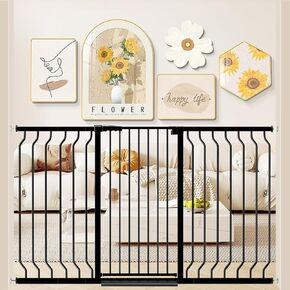 WAOWAO Extra Tall 40.55" Baby Gate 29.92-63.38" Wide Pressure Mounted Walk Through Swing Auto Close Safety White Metal Toddler Child Dog Pet for Indoor Stairs,Doorways,Kitche