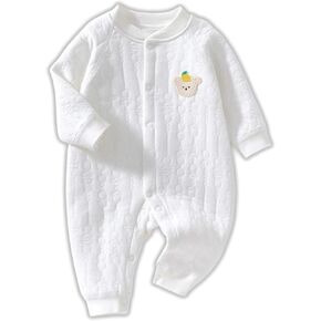 Newborn Knit Bodysuit, Baby Long Sleeve Button Solid Jumpsuit, Infant Boys and Girls Romper Clothes, Baby Home Outfit