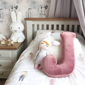 Velvet Letter Shaped Pillow Soft Initial Throw Cushion Decorative Alphabet Room Decor(Dusty Rose, Letter J)