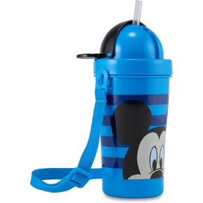Disney Molded Ear Sippy Cupfor baby toddler with pop up cover and straw with strap for travel (mickey minnie mouse)