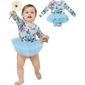 Baby Girl Romper Dress Bamboo Viscose Long Sleeve Infant Tulle Tutu Dresses
