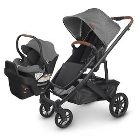 UPPAbaby Travel System, Includes Cruz V2 Stroller + Aria Lightweight Car Seat Combo - Toddler Seat, Rain Shield, Storage Bag, Car Seat, Base + Infant Insert Included - Greyson (Charcoal Mélange)